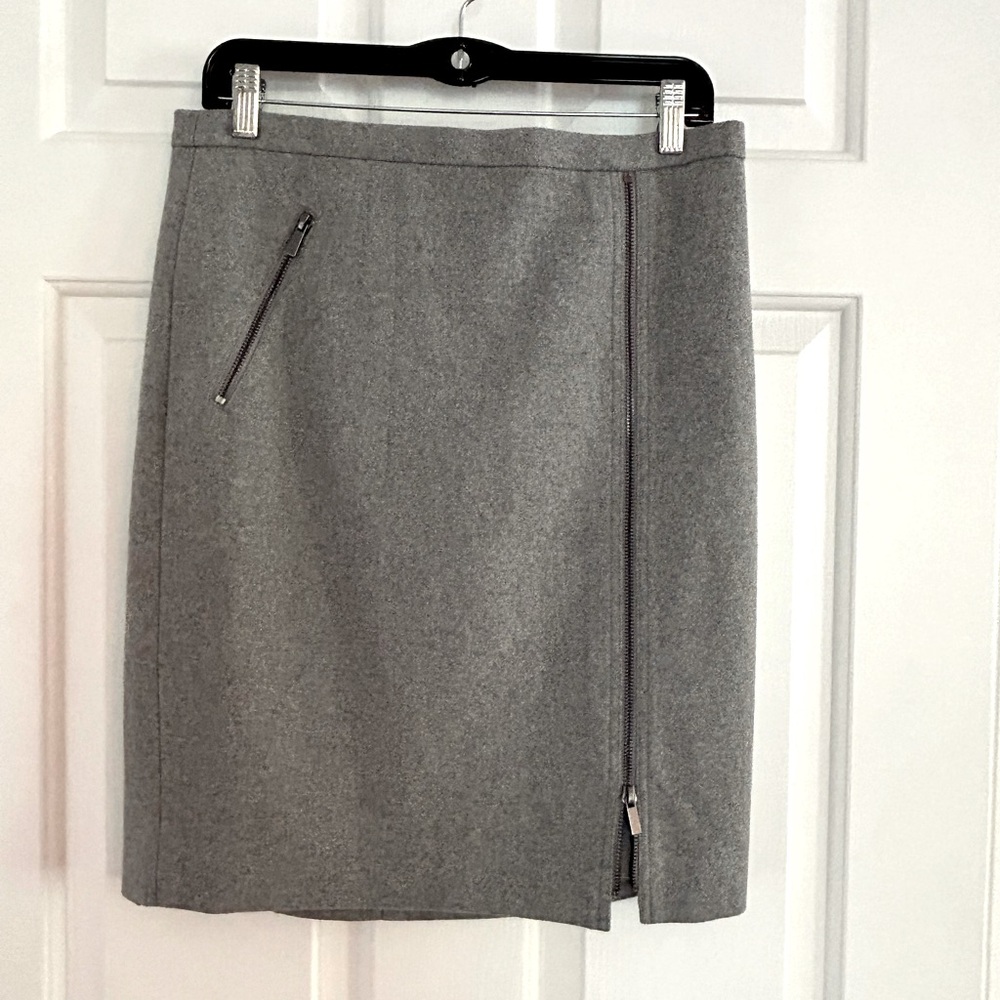 J Crew wool pencil skirt with zipper details.